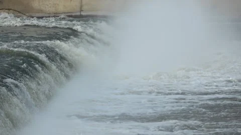 River Flow Rubber Dam 4K Video stock 308724666