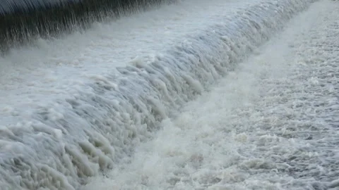 River Flow Rubber Dam 4K Video stock 308727288