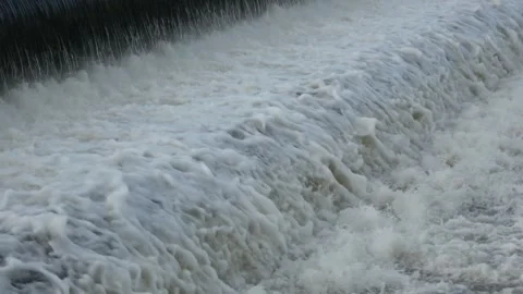 River Flow Rubber Dam 4K Video stock 308727745
