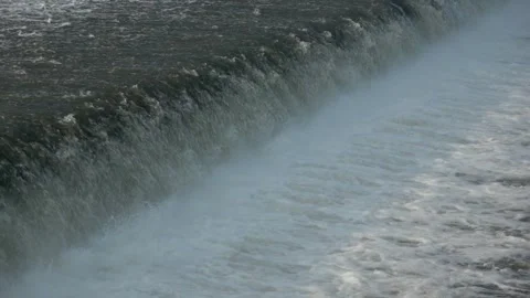 River Flow Rubber Dam Slow Motion Stock Footage 308647993