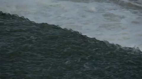 River Flow Rubber Dam Slow Motion Stock Footage 308649686