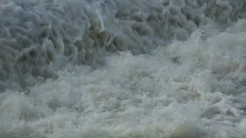 River Flow Rubber Dam Slow Motion Stock Footage 308649716
