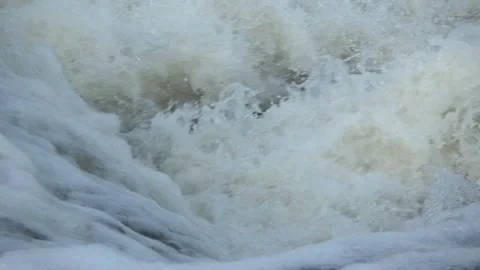River Flow Rubber Dam Slow Motion Stock Footage 308695853