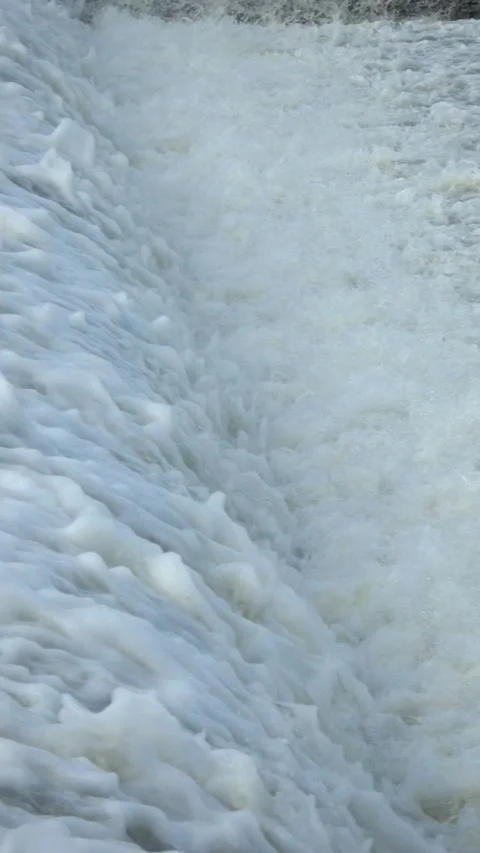 River Flow Rubber Dam Slow Motion (vertical) Stock Footage 308697699