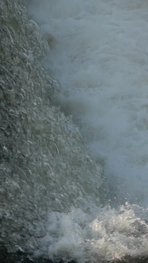River Flow Rubber Dam Slow Motion (vertical) Stock Footage 308701459