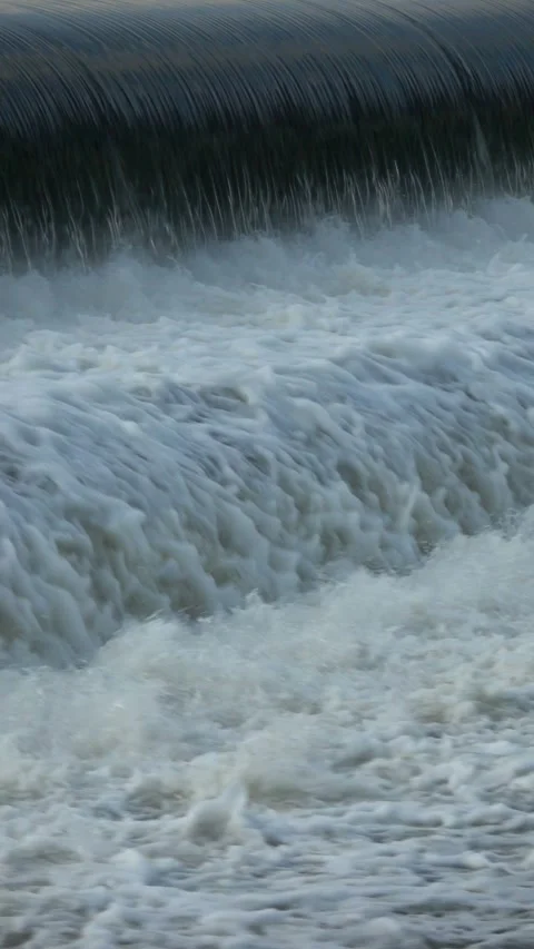 River Flow Rubber Dam Slow Motion (vertical) Stock Footage 308701956