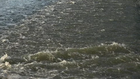 River Flow Rubber Dam Slow Motion Stock Footage 308706911