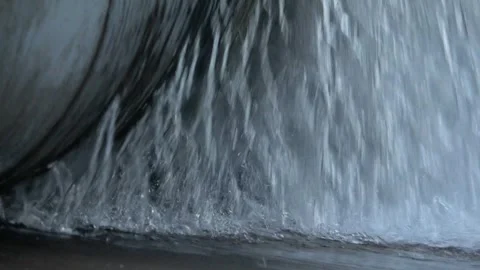 River Flow Rubber Dam Slow Motion Stock Footage 308713170