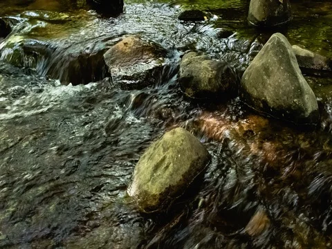 River flowing around and over rocks - time lapse Stock Footage 78659109