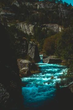 River flowing between the mountains of Val Formazza, Italy Stock Photos