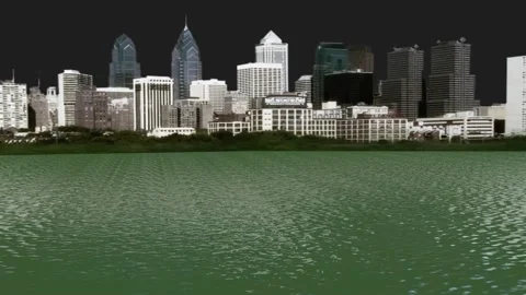 River flowing by the city Stock Footage 163188576