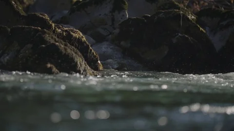 River flowing down stream Vídeo Stock 76558007