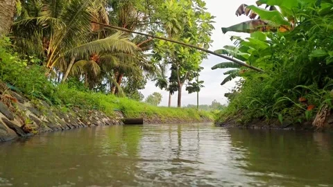 The river is flowing fast, the river is flowing with water Stock Footage 297739011