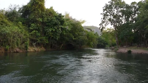 River flowing in the forest at Kaeng Krachan National Park Stock Footage