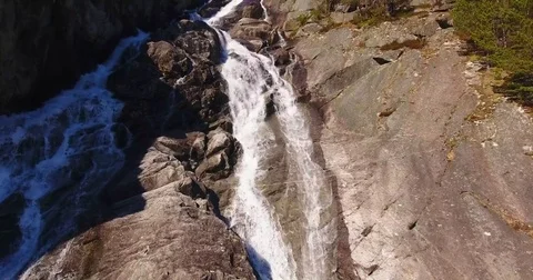 River Flowing From A Mountain Aerial Stock-Footage 84689069