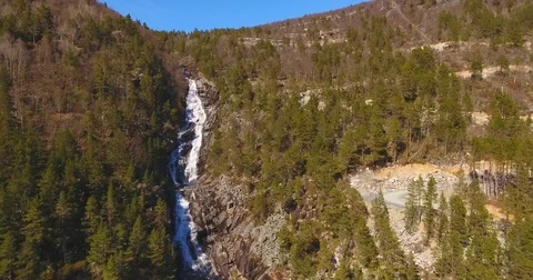 River Flowing From A Mountain Top Aerial Video stock 84722136