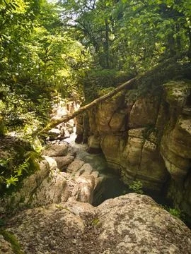 River flowing in the mountains Stock Photos