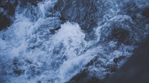 A river flowing next to a big waterfall. Video stock 126724246