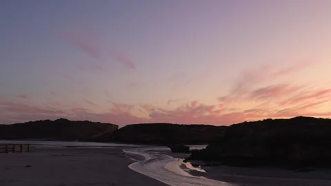 River flowing into the ocean. After sunset view. Stock Footage 292498142