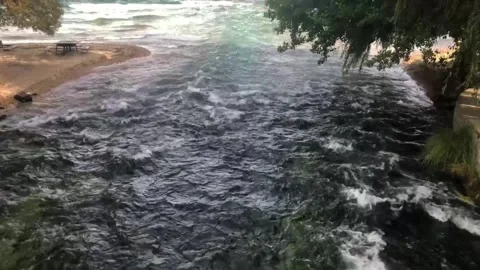 River flowing into Ohrid Lake Stock Footage 270132762