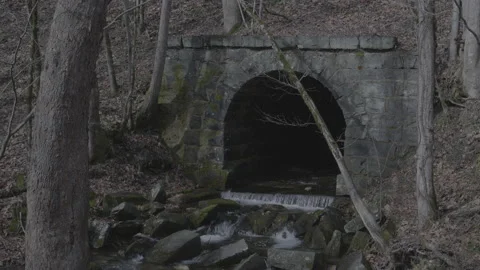 River Flowing out of Old Cobblestone Tunnel Video stock 168215468