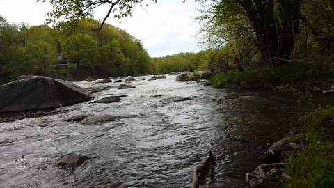 River flowing POV waters edge. Stock Footage 90020374