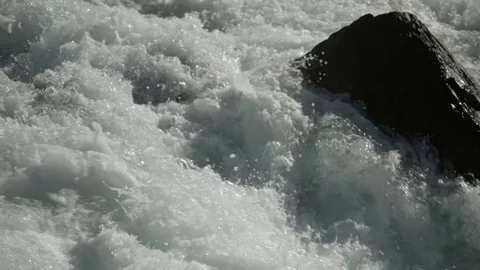 River flowing, rapids in rocky river - slow motion. Stock Footage 94415838