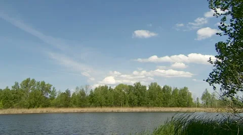 River Flowing On A Sunny Day Stock Footage 55203709