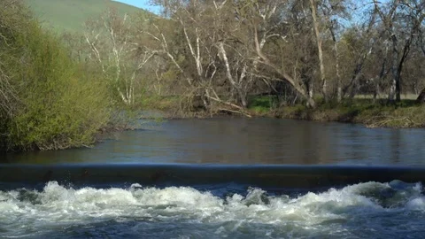 River Flowing, Sunny Spring Day, California River, 4K 库存影片 105178609