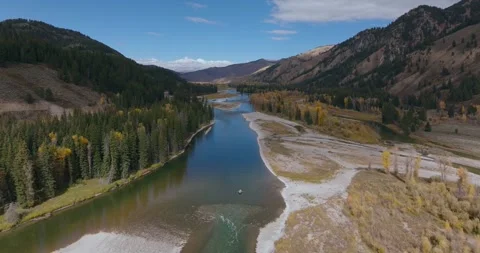 River Flowing Through Canyon Valley Wyoming Stock Footage 333416723