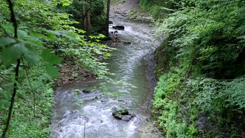 River Flowing Through Gorge 4k Stock Footage 136641225
