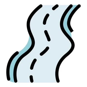 River flowing through landscape creating meanders and curves Stock Illustration