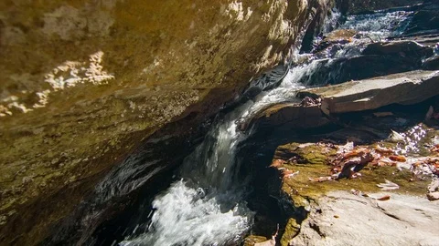River Flowing Through Mountain Rocks Close-up Stock Footage 70368777