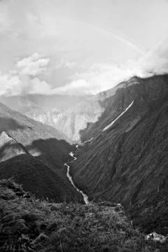 River flowing through the mountains in Cusco, Peru. Stock-Fotos