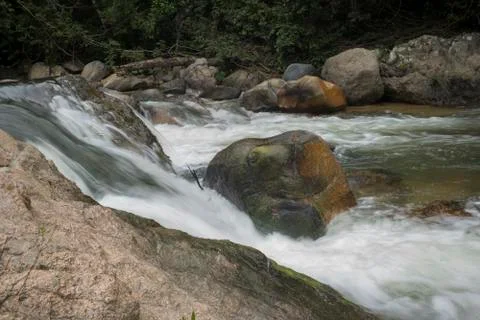 River flowing through rocks in forest, Yelapa, Jalisco, Mexico Stock Photos
