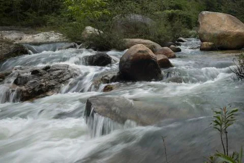 River flowing through rocks in forest, Yelapa, Jalisco, Mexico Fotos de archivo