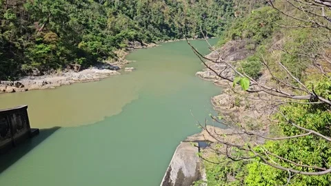 River flowing through a rocky canyon at Ialy Hydroelectric Power Plant, Vietnam. Stock Footage 335668388