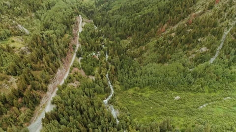 A river flowing through a valley Video stock 154894858