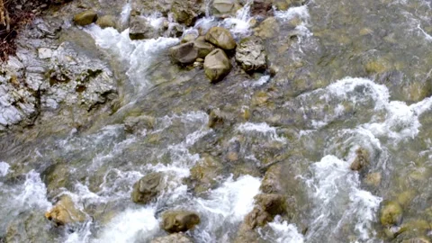 River flowing throught thresholds view of above Stock Footage 252071116