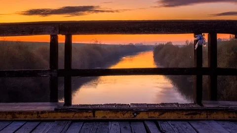 River Flowing Under the Bridge Stock Footage 99417125