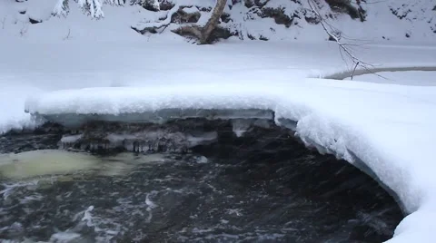 River flowing under the ice Stock Footage 40646039