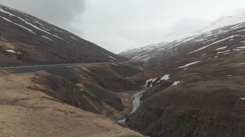 River flowing in the valley, Iceland Stock Footage 232485809