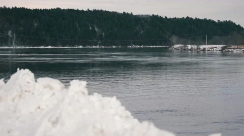 River Flowing in the Winter. Stock Footage 59526409