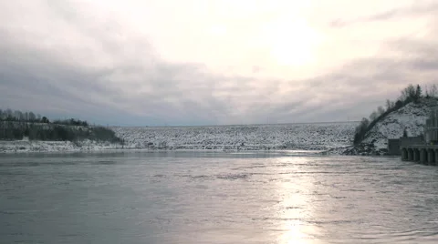 River Flowing in the Winter. Stock Footage 59527180