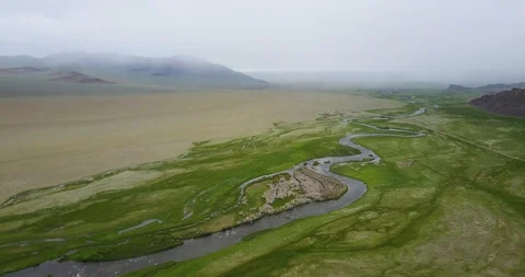 River flows along the mountains in Mongolia Stock-Footage 119123336