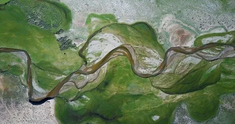 River flows along the mountains in Mongolia Stock Footage 119124910
