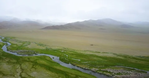 River flows along the mountains in Mongolia Stock-Footage 119162567