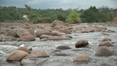 River flows between the stones Stock Footage 159077720