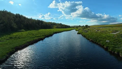 River flows calmly beneath stone bridge. Rzav River (Zlatibor), Serbia. Video stock 337121173