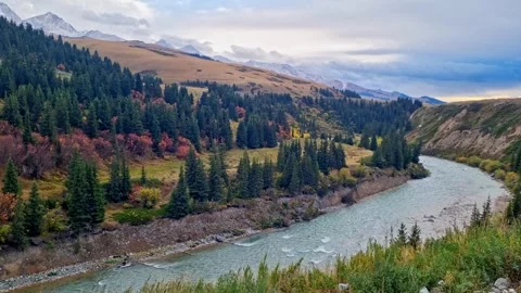 River flows in Kyrgyzstan Video stock 255026290